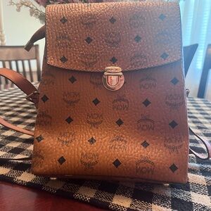 MCM Brown Monogram Leather Backpack